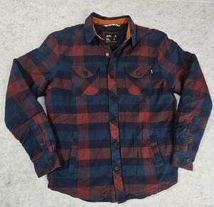 Jetty Mariner Quilted Lined Flannel Shirt Jacket Mens Plaid Blue Rust Small